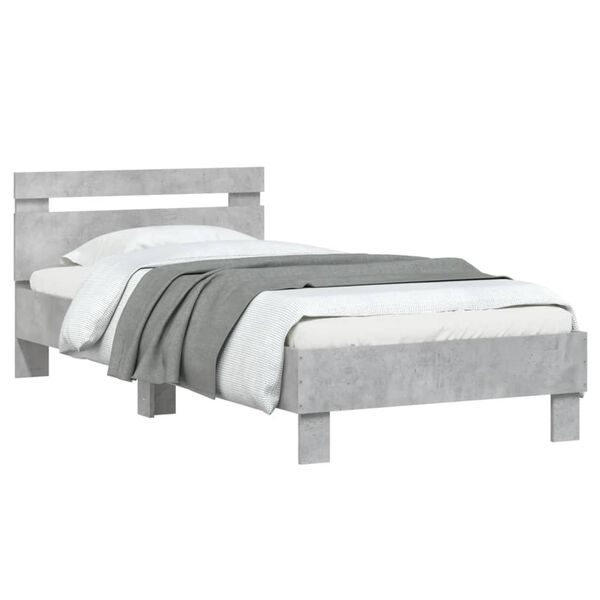 vidaXL Cadre de lit sans matelas avec t&ecirc;te de lit gris b&eacute;ton 75x190 cm
