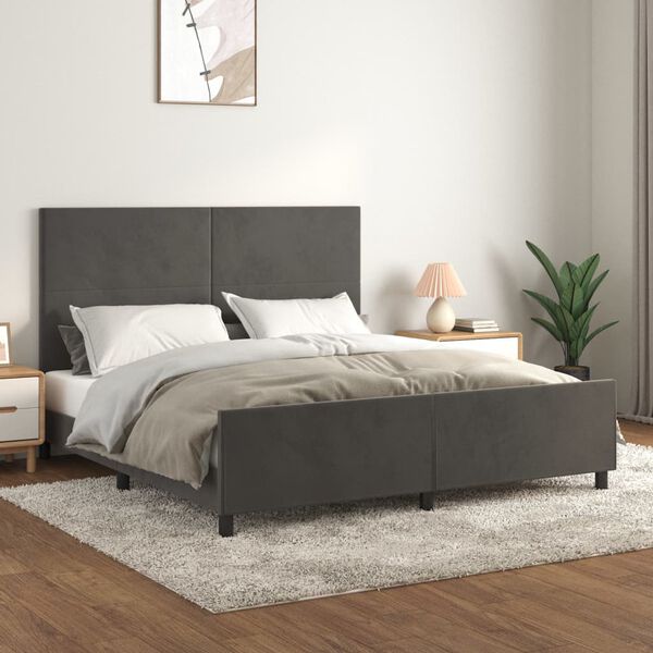 vidaXL Cadre de lit sans matelas gris fonc&eacute; 160x200 cm velours