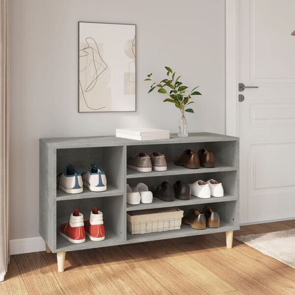 vidaXL Armoire &agrave; chaussures Gris b&eacute;ton 102x36x60 cm Bois d'ing&eacute;nierie
