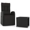 vidaXL Ensemble de salon de jardin 2 pcs noir poly rotin et acier