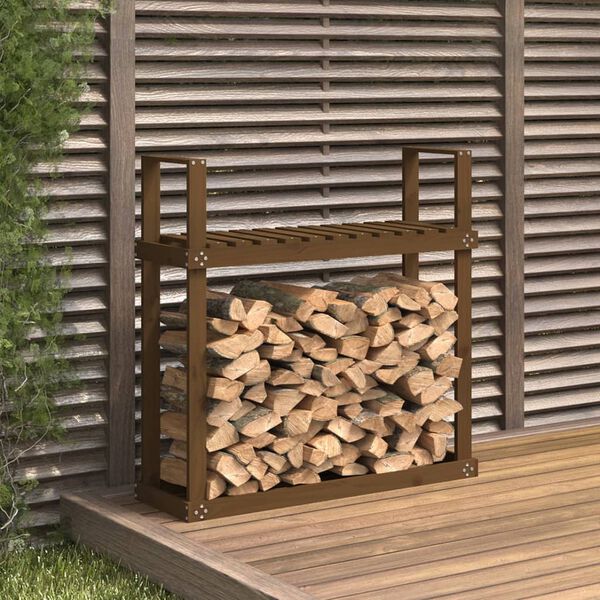 vidaXL Support bois de chauffage Marron miel 110x35x108,5 cm Bois pin