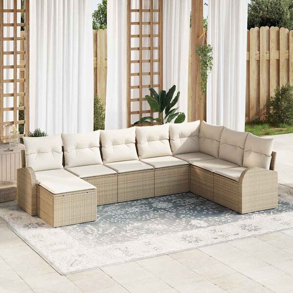 vidaXL Ensemble de canapé de jardin 8 pcs Beige Poly Rattan