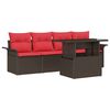 vidaXL Ensemble de canap&eacute; de jardin 5 pcs Marron polyrotin