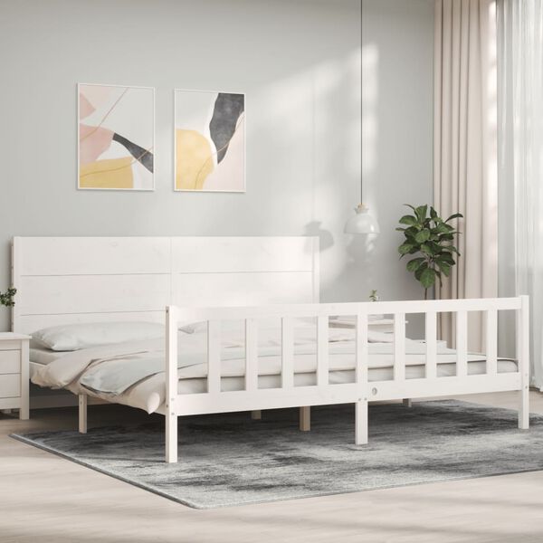 vidaXL Cadre de lit sans matelas blanc bois massif de pin