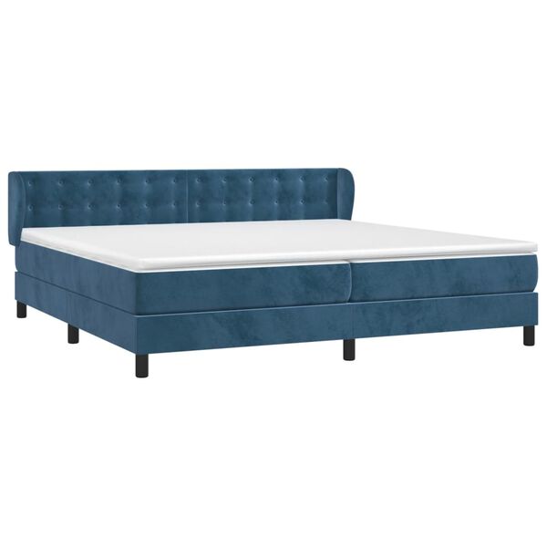vidaXL Sommier &agrave; lattes de lit et matelas Bleu fonc&eacute; 200x200cm Velours