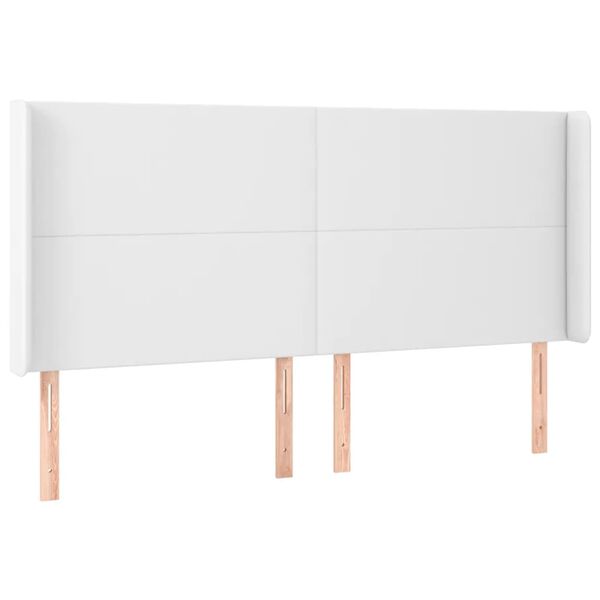 vidaXL T&ecirc;te de lit &agrave; LED Blanc 163x16x118/128 cm Similicuir