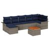 vidaXL Ensemble de canap&eacute; de jardin 8 pc Gris et bleu marine polyrotin