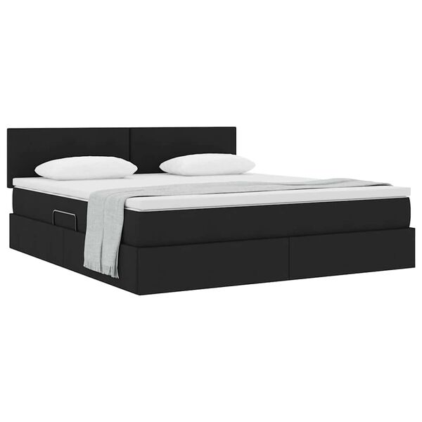 vidaXL Lit avec rangement et matelas avec matelas Noir 180 x 200 cm