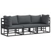 vidaXL 3 pc Mobilier de jardin M&eacute;tal Noir et anthracite