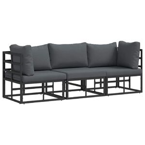 vidaXL 3 pc Mobilier de jardin M&eacute;tal Noir et anthracite