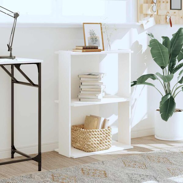 vidaXL Biblioth&egrave;que &agrave; 3 niveaux blanc 60x30x80 cm bois d'ing&eacute;nierie