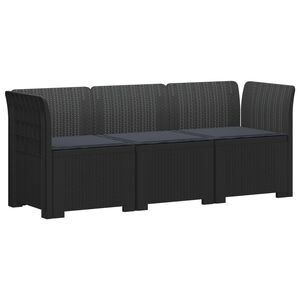 vidaXL Canap&eacute; de jardin 3 places avec coussins look rattan PP