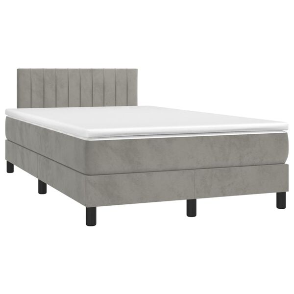 vidaXL Sommier &agrave; lattes de lit et matelas Gris clair 120x200cm Velours