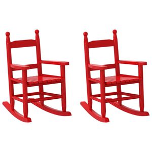 vidaXL Chaises &agrave; bascule enfants lot de 2 rouge bois peuplier massif