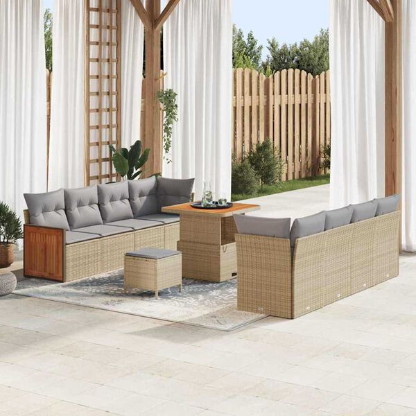vidaXL Ensemble de canap&eacute; de jardin 11 pcs beige et gris clair