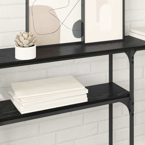 vidaXL TableConsole Ch&ecirc;ne noir 146 x 22.5 x 75 cm Bois d'ing&eacute;nierie