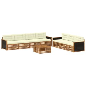 vidaXL Ensemble de canap&eacute;s d'ext&eacute;rieur 8 pc Naturel et Cr&egrave;me Polyester