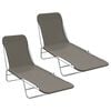 vidaXL Chaises longues pliables lot de 2 Acier et tissu Gris