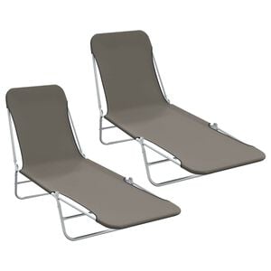 vidaXL Chaises longues pliables lot de 2 Acier et tissu Gris