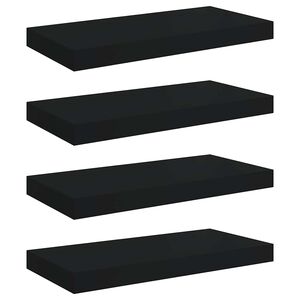 vidaXL &Eacute;tag&egrave;res murales flottantes 4 pcs noir 50x23x3,8 cm MDF