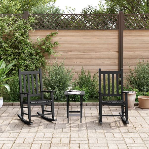 vidaXL Chaises &agrave; bascule enfants lot de 2 noir bois de peuplier massif