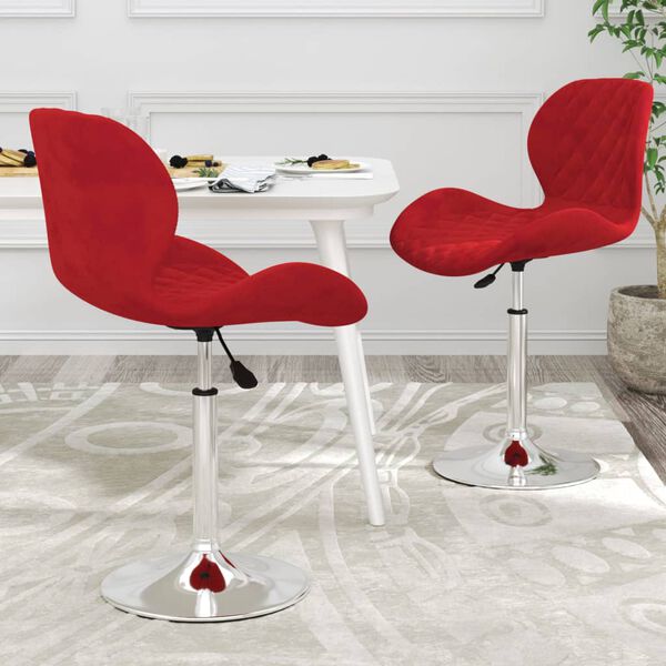 vidaXL Chaises pivotantes &agrave; manger lot de 2 Rouge bordeaux Velours