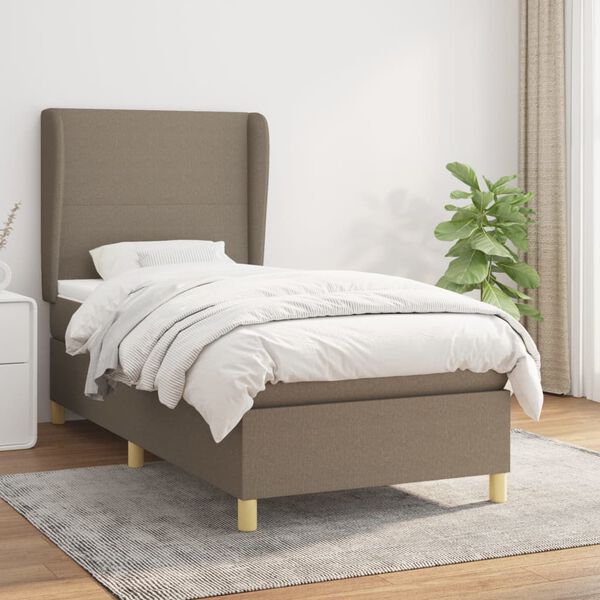 vidaXL Sommier &agrave; lattes de lit avec matelas Taupe 80x200 cm Tissu
