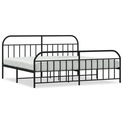 vidaXL Cadre de lit métal sans matelas avec pied de lit noir 193x203cm