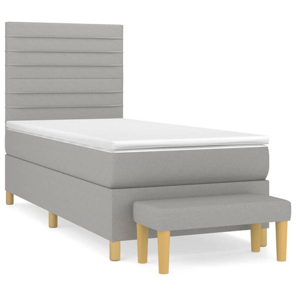 vidaXL Sommier &agrave; lattes de lit avec matelas Gris clair 90x200 cm Tissu