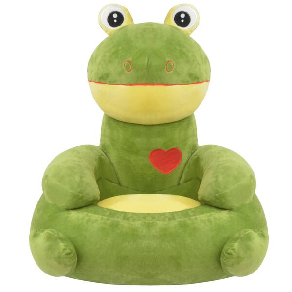vidaXL Chaise pour enfants en peluche Grenouille Verte