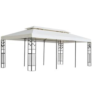 vidaXL Belv&eacute;d&egrave;re &agrave; double toit blanc 6x3 m acier