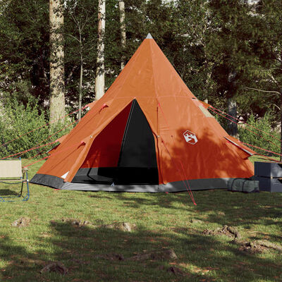 vidaXL Tente de camping tipi 4 personnes gris et orange imperméable