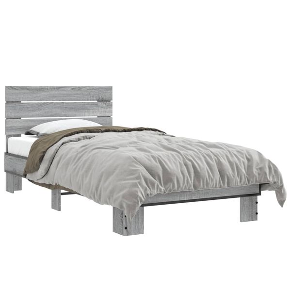 vidaXL Cadre de lit sans matelas sonoma gris 90x190 cm