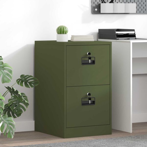 vidaXL Cabinet de Dossier avec tiroir Vert olive 44 x 50 x 106.5 cm