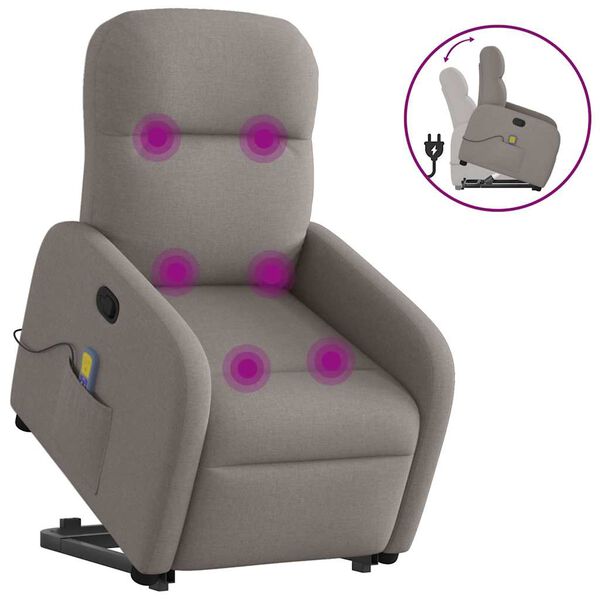 vidaXL Fauteuil inclinable de massage Taupe Tissu
