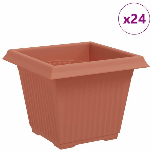 vidaXL Pot de Fleurs Carr&eacute; 24 pcs Rouge brique 43 x 43 x 33.5 cm