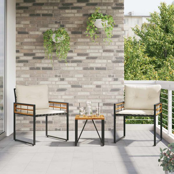 vidaXL Ensemble de meubles d'extérieur avec coussin 3 pcs Crème