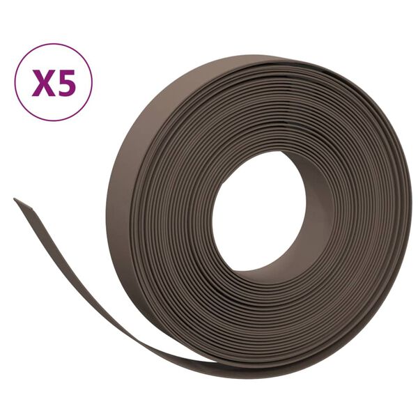 vidaXL Bordures de jardin 5 pcs marron 10 m 10 cm poly&eacute;thyl&egrave;ne