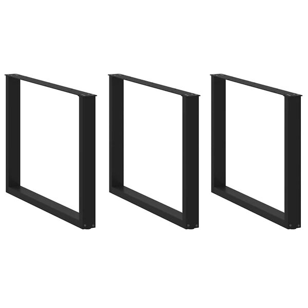 vidaXL Pieds de table &agrave; manger en U 3 pi&egrave;ces Noir 100 x (72-73) cm Acier