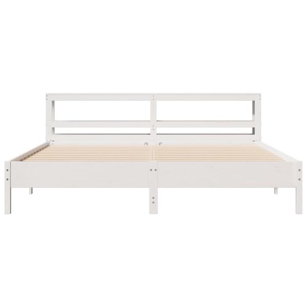 vidaXL Cadre de lit sans matelas blanc 200x200 cm bois massif de pin