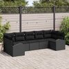 vidaXL Ensemble de canap&eacute; de jardin 7 pcs Noir Poly Rattan