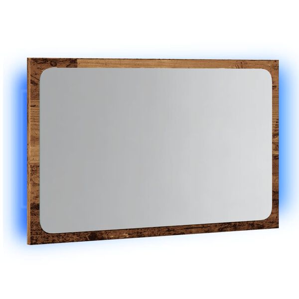 vidaXL Miroir de salle de bain avec lumi&egrave;re LED vieux bois 60x8,5x38cm