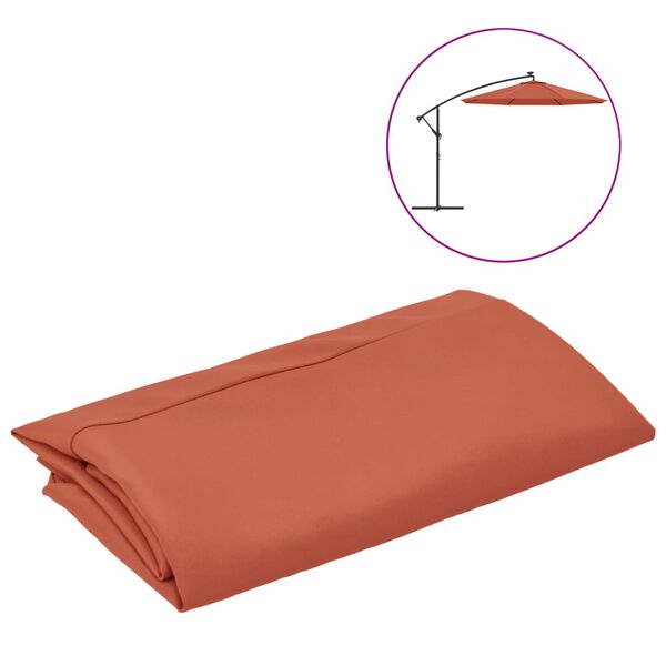 vidaXL Tissu de remplacement pour parasol d&eacute;port&eacute; Terre cuite 350 cm