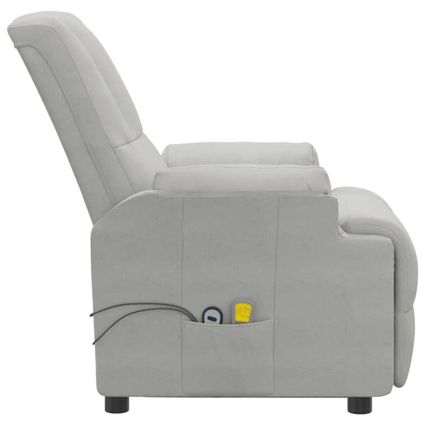 vidaXL Fauteuil de massage &eacute;lectrique Gris clair Similicuir daim