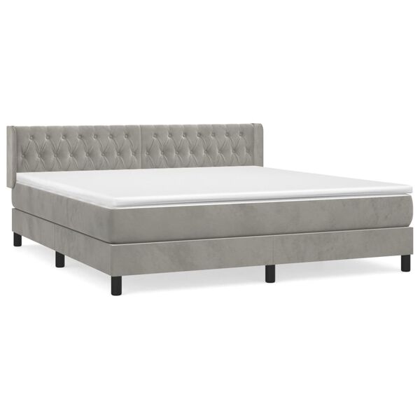 vidaXL Sommier &agrave; lattes de lit et matelas Gris clair 180x200cm Velours