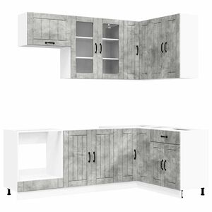 vidaXL Unit&eacute; de cuisine LUCCA 8 pc Gris b&eacute;ton Bois d'ing&eacute;nierie