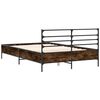 vidaXL Cadre de lit sans matelas ch&ecirc;ne fum&eacute; 135x190 cm