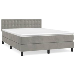 vidaXL Sommier &agrave; lattes de lit et matelas Gris clair 140x200cm Velours