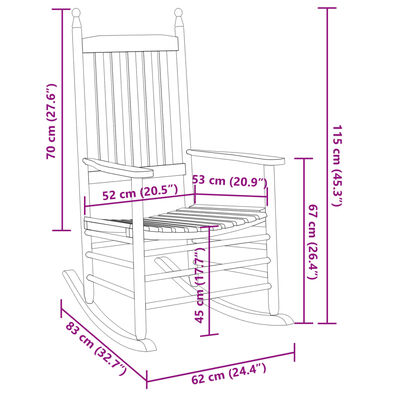 vidaXL Chaises à bascule lot de 2 table pliable blanc massif peuplier