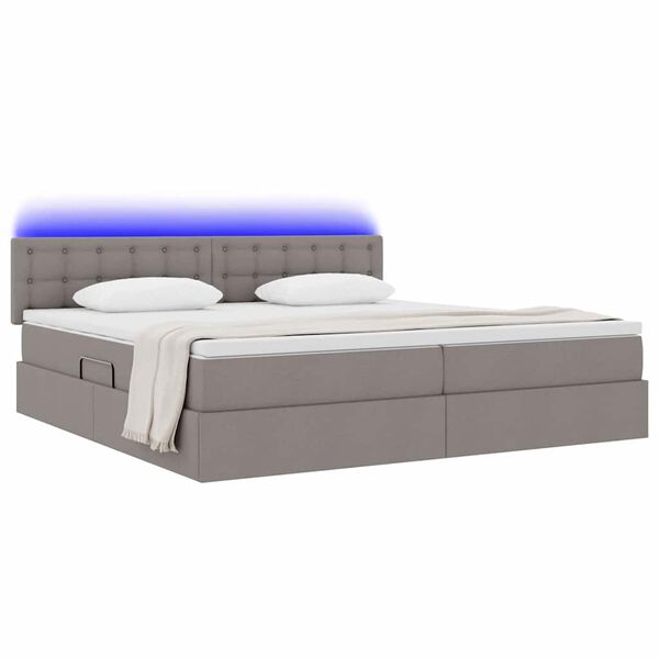 vidaXL Lit avec rangement et LED avec matelas Taupe 200 x 200 cm tissu